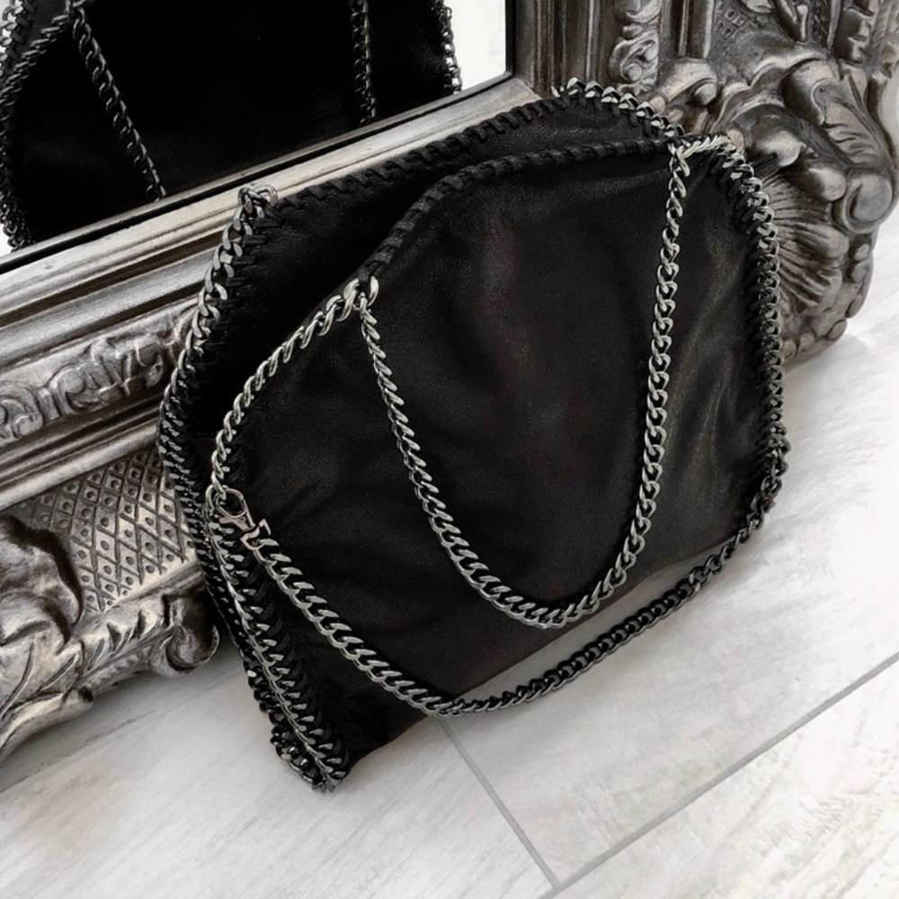 Chic Black Chain-Trimmed Women's Bag